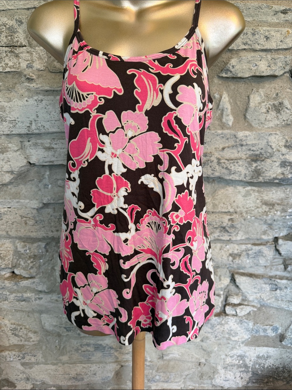 Banana Republic Pink & Brown Floral Tank Top
